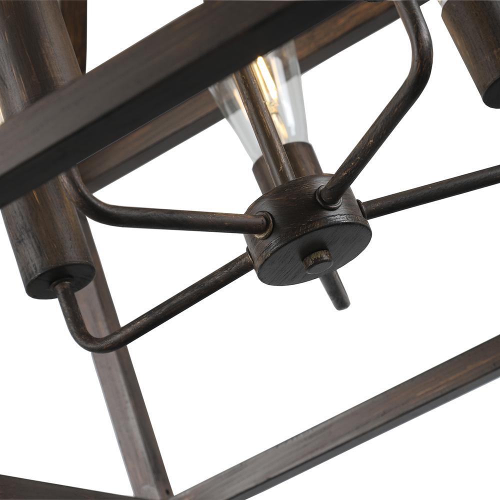 CHLOE Lighting RYDER Farmhouse 5 Light Antique Wood Finish Hanging Ceiling Pendant 20" Wide. Picture 3