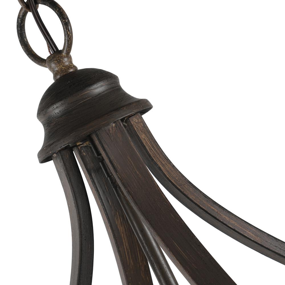 CHLOE Lighting RYDER Farmhouse 5 Light Antique Wood Finish Hanging Ceiling Pendant 20" Wide. Picture 4