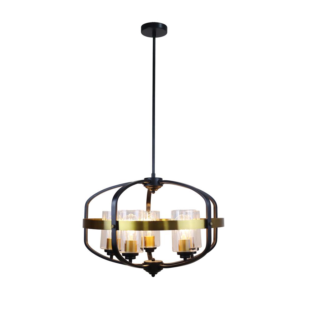 CHLOE Lighting Contemporary-Style Black/Bronze 5 Light Large Pendant 24" Wide. Picture 1