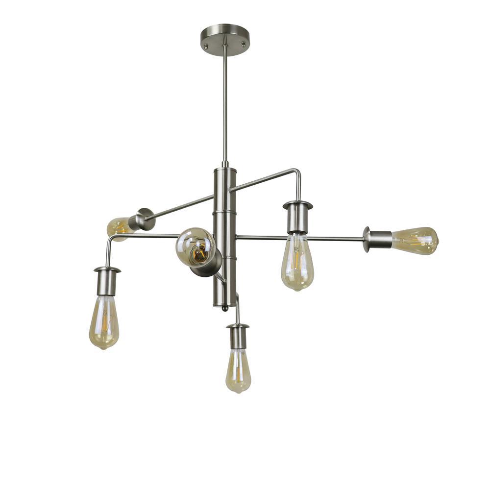 CHLOE Lighting Transitional-Style Brushed Nickel 6 Light Large Pendant 23" Wide. Picture 2