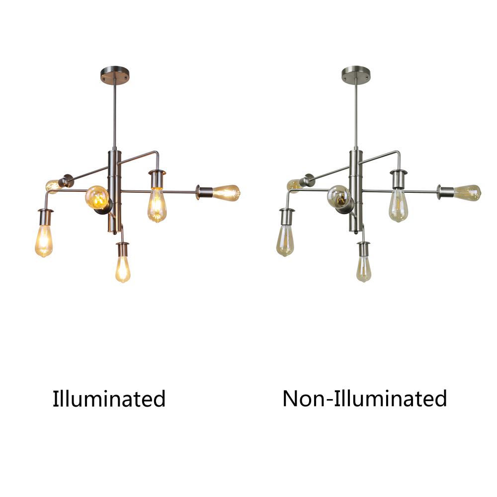 CHLOE Lighting Transitional-Style Brushed Nickel 6 Light Large Pendant 23" Wide. Picture 4