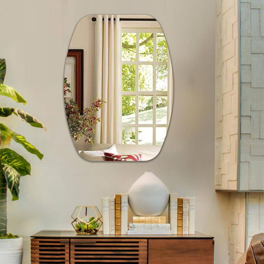 CHLOE's Reflection Verical/Horizontal Hanging Squared-Oval Shaped Frameless Wall Mirror 32" Height. Picture 4