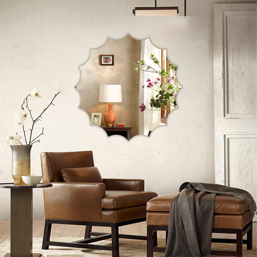 CHLOE's Reflection Vertical Hanging Sun Shaped Frameless Wall Mirror 32" Height. Picture 4