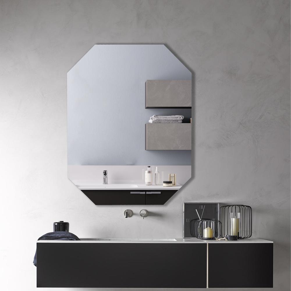 CHLOE's Reflection Verical/Horizontal Hanging Rectangular-Octagon Frameless Wall Mirror 32" Height. Picture 5