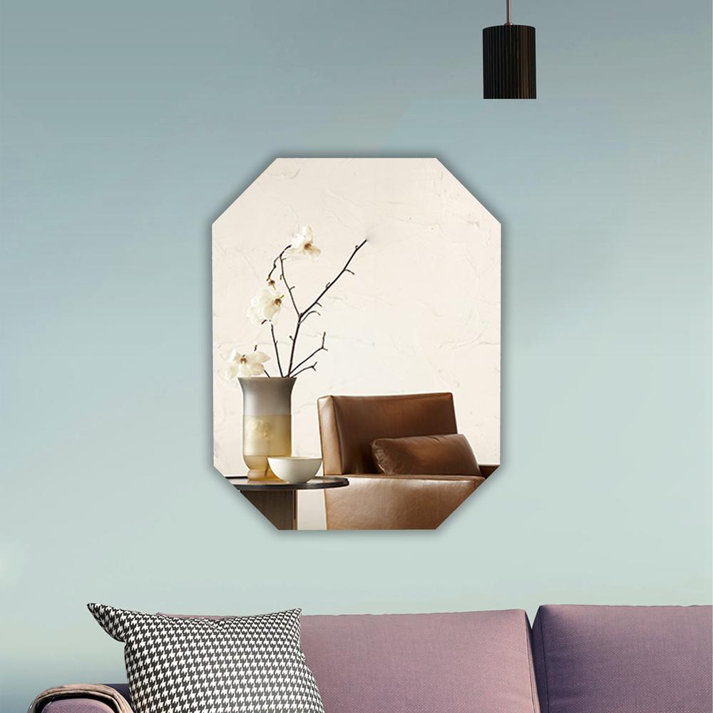 CHLOE's Reflection Verical/Horizontal Hanging Rectangular-Octagon Frameless Wall Mirror 32" Height. Picture 4