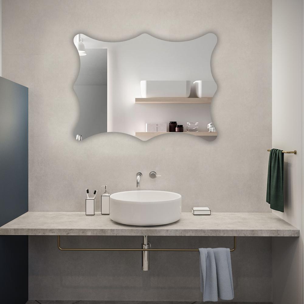CHLOE's Reflection Verical/Horizontal Hanging Rectangle Shaped Frameless Wall Mirror 32" Height. Picture 3