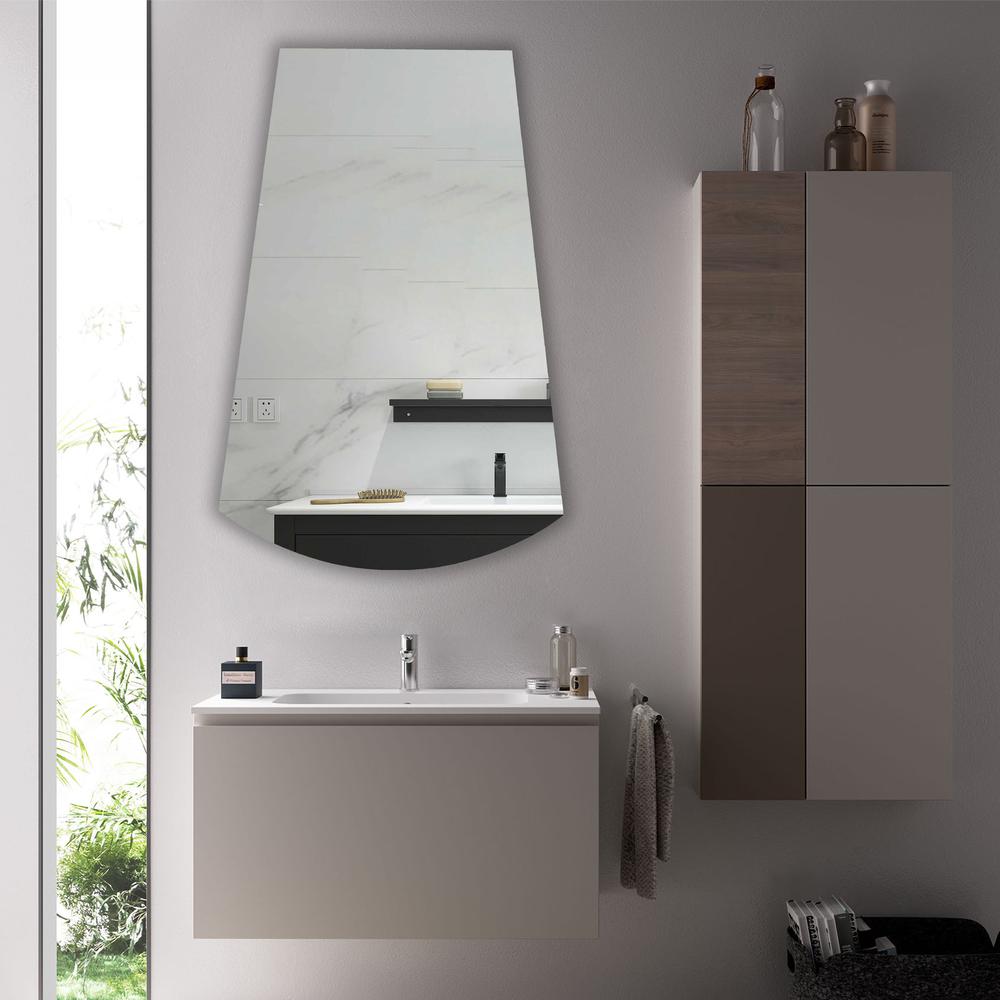 CHLOE's Reflection Verical/Horizontal Hanging Arched-Rectangle Shaped Frameless Wall Mirror 35" Height. Picture 5