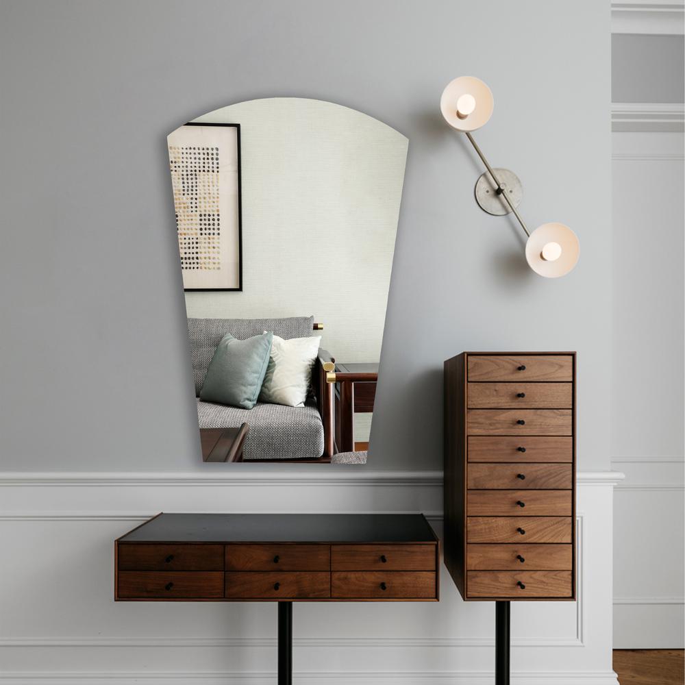 CHLOE's Reflection Verical/Horizontal Hanging Arched-Rectangle Shaped Frameless Wall Mirror 35" Height. Picture 4