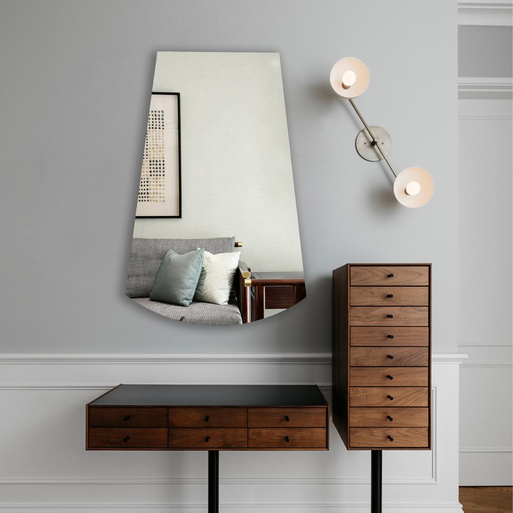 CHLOE's Reflection Verical/Horizontal Hanging Arched-Rectangle Shaped Frameless Wall Mirror 35" Height. Picture 3