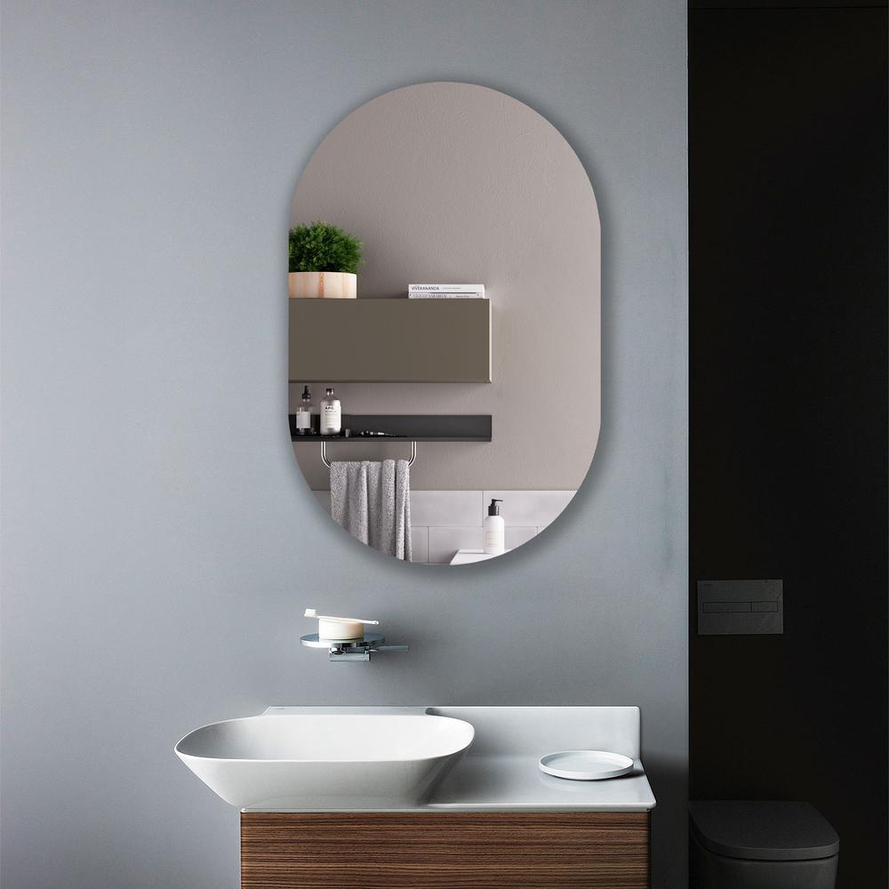 CHLOE's Reflection Verical/Horizontal Hanging Round Shaped Frameless Wall Mirror 33" Height. Picture 5