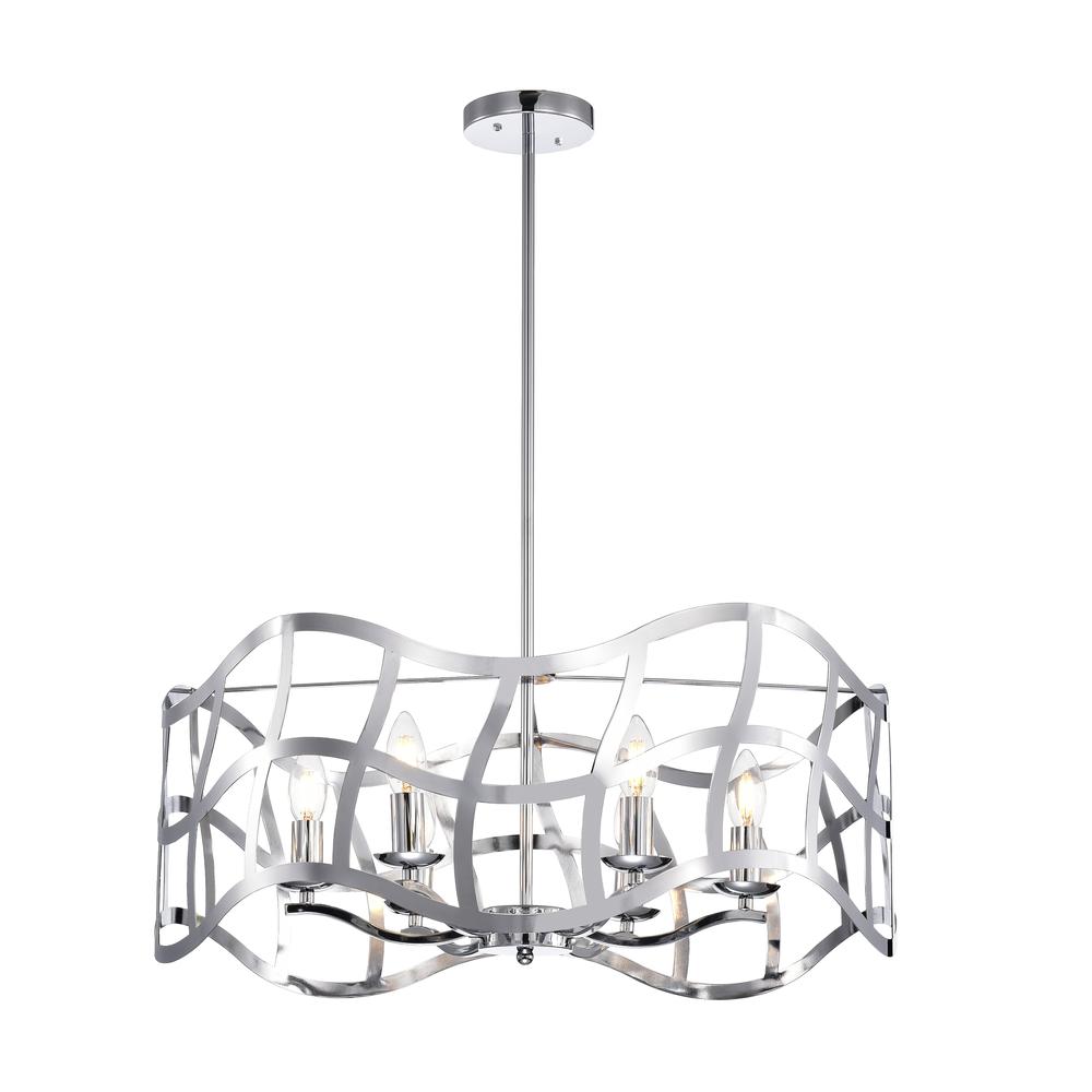 WILLOW Transitional 6 Light Chrome Ceiling Pendant 25" Wide. Picture 7