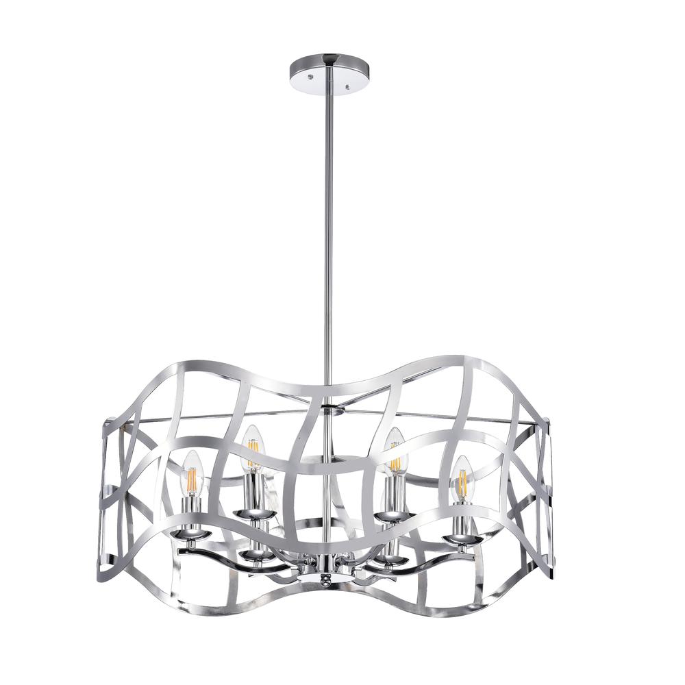 WILLOW Transitional 6 Light Chrome Ceiling Pendant 25" Wide. Picture 2