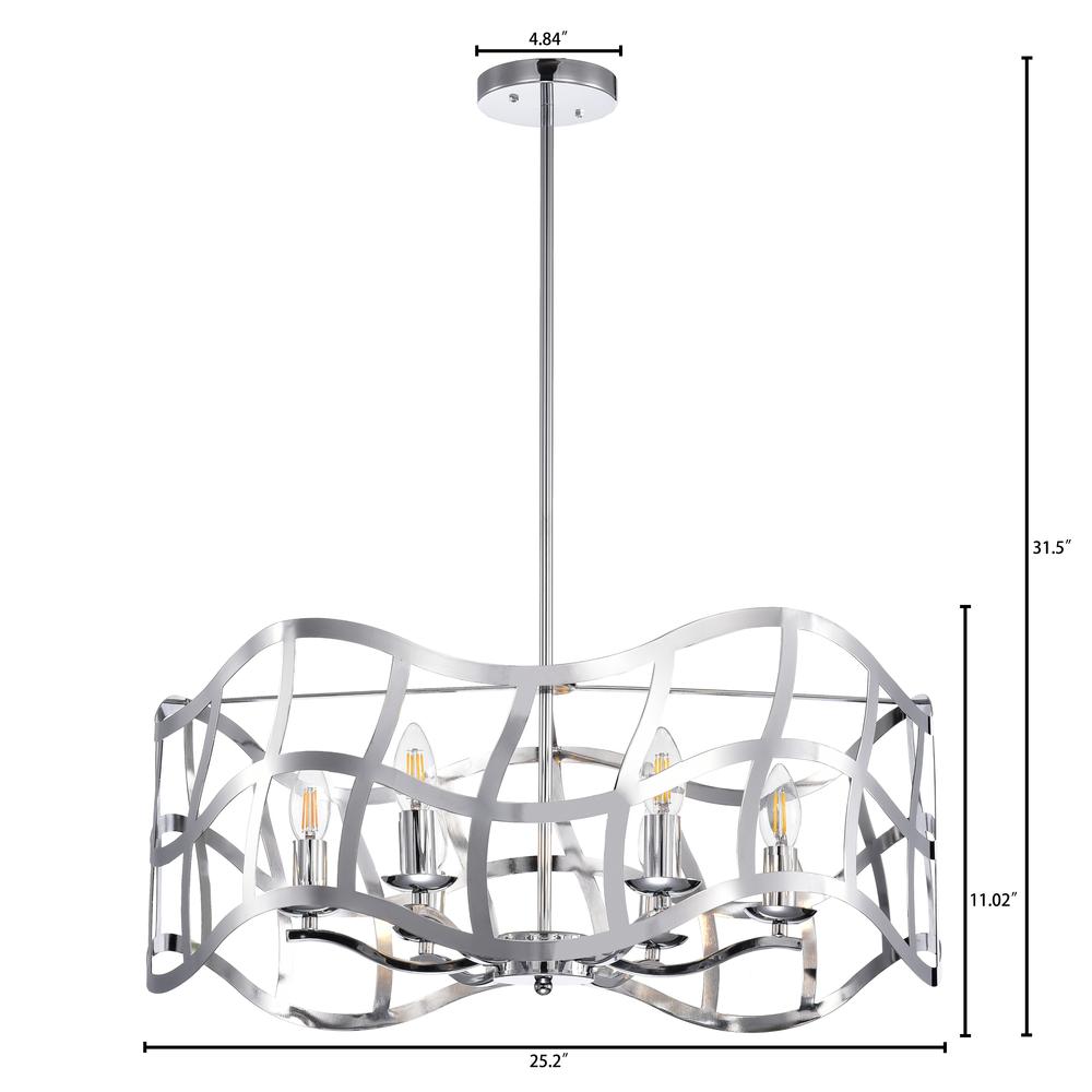 WILLOW Transitional 6 Light Chrome Ceiling Pendant 25" Wide. Picture 1