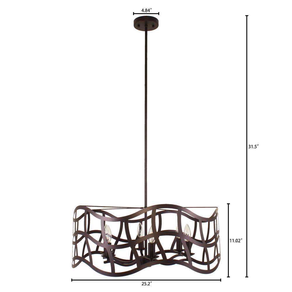 WILLOW Transitional 6 Light Oil Rubbed Bronze Ceiling Pendant 25" Wide. Picture 1