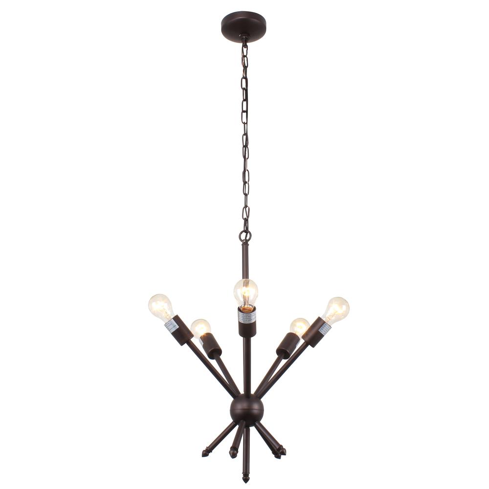 FREYA Transitional 5 Light Rubbed Bronze Ceiling Pendant 16" Wide. Picture 3