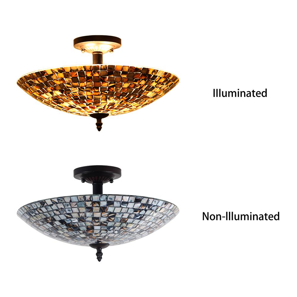 CHLOE Lighting CROWN Mosaic-Style 2 Light Semi-Flush Ceiling Fixture 16" Wide. Picture 5