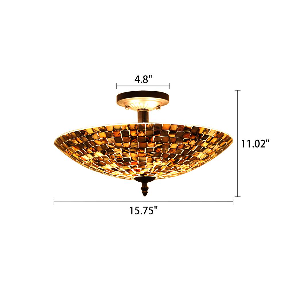 CHLOE Lighting CROWN Mosaic-Style 2 Light Semi-Flush Ceiling Fixture 16" Wide. Picture 6