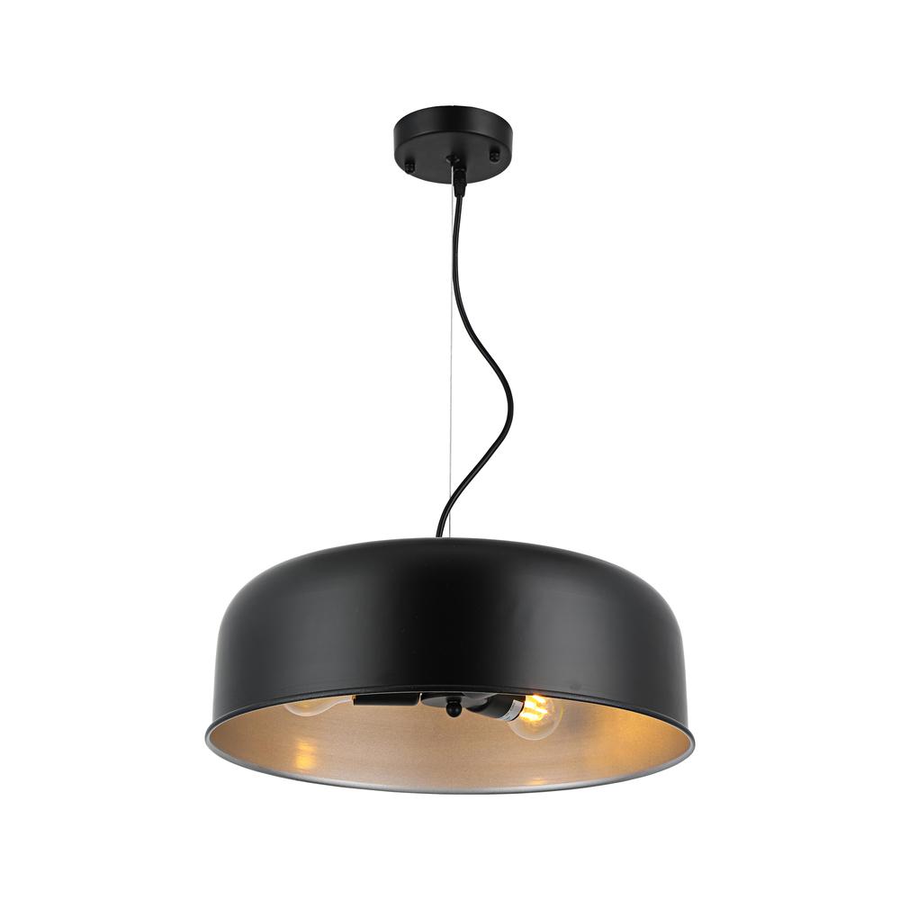 CHLOE Lighting IRONCLAD Contemporary-Style 3 Light Black and Silver Ceiling Pendant 16" Wide. Picture 1