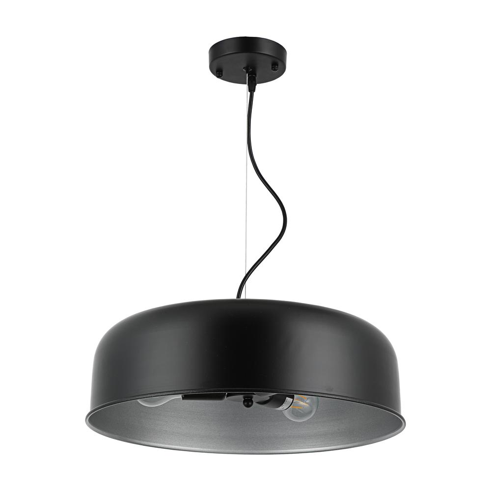 CHLOE Lighting IRONCLAD Contemporary-Style 3 Light Black and Silver Ceiling Pendant 16" Wide. Picture 2