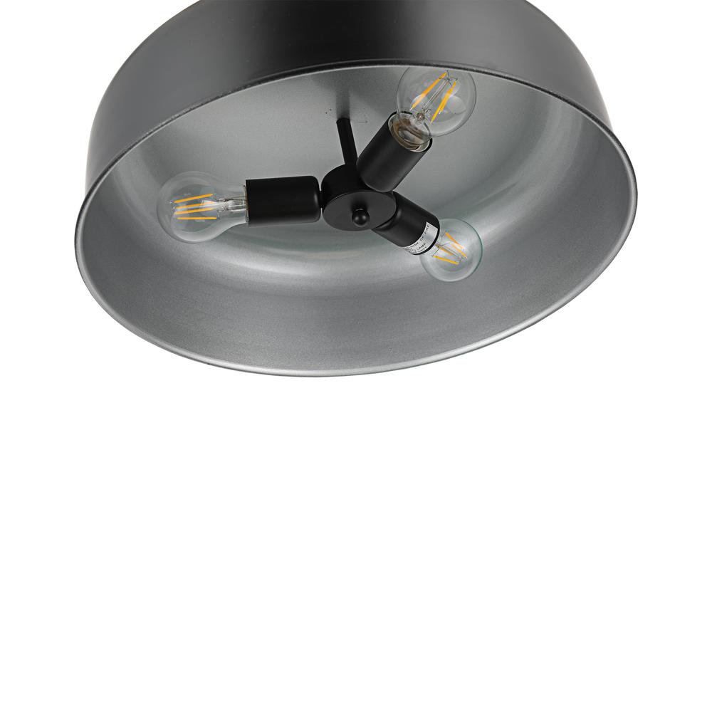 CHLOE Lighting IRONCLAD Contemporary-Style 3 Light Black and Silver Ceiling Pendant 16" Wide. Picture 3
