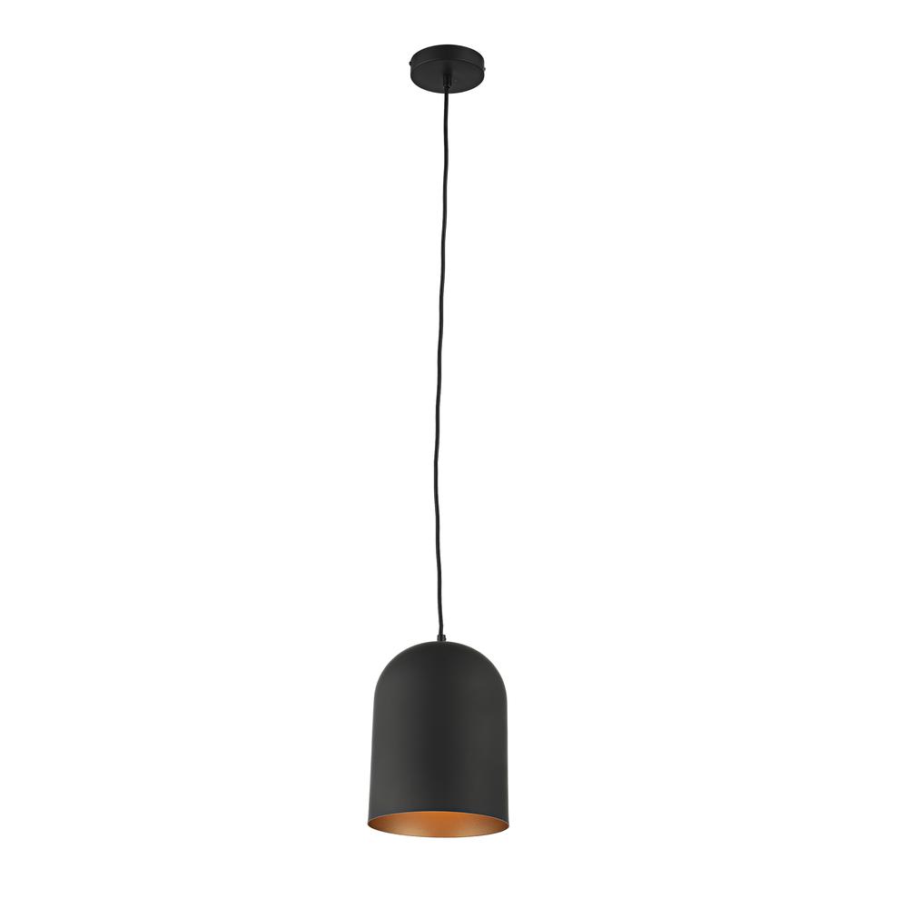 CHLOE Lighting IRONCLAD Contemporary-Style 1 Light Black and Gold Ceiling Mini Pendant 8" Wide. The main picture.