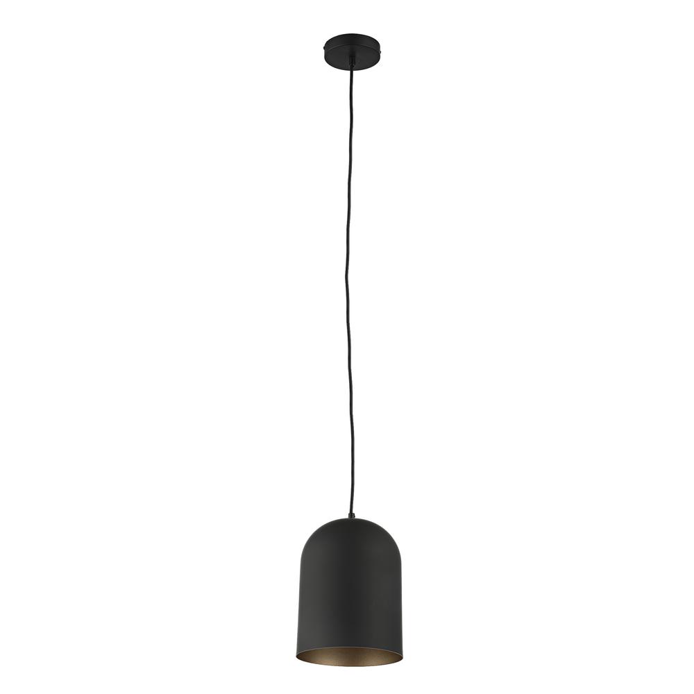CHLOE Lighting IRONCLAD Contemporary-Style 1 Light Black and Gold Ceiling Mini Pendant 8" Wide. Picture 2