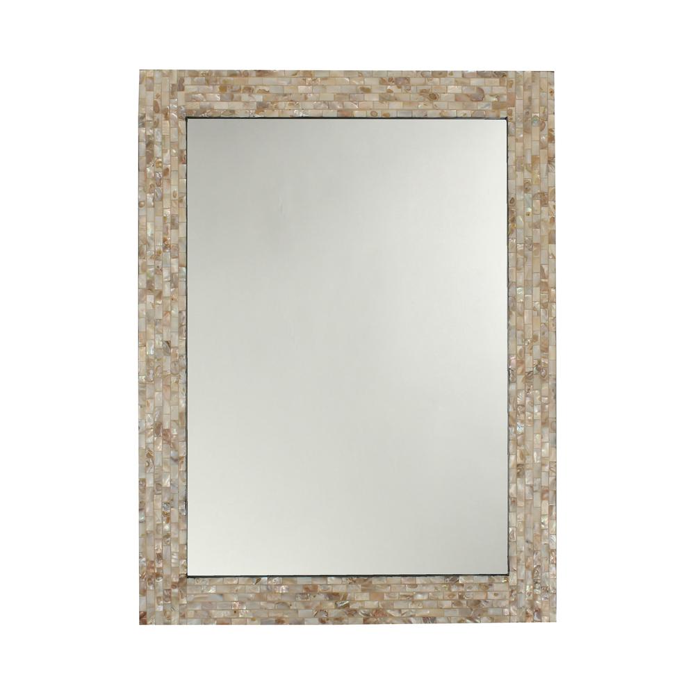 CHLOE'S Reflection Seashell Finish Rectangular Framed Wall Mirror 32" Height. Picture 1