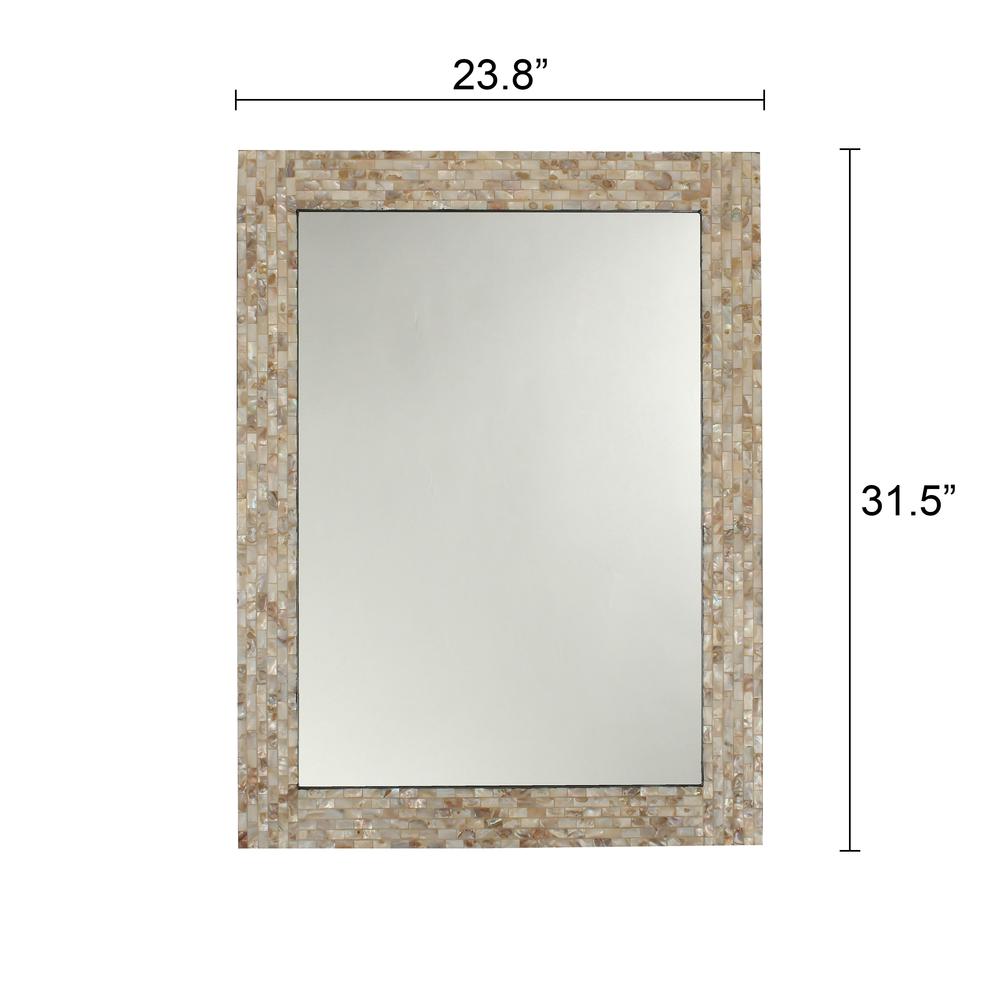 CHLOE'S Reflection Seashell Finish Rectangular Framed Wall Mirror 32" Height. Picture 3