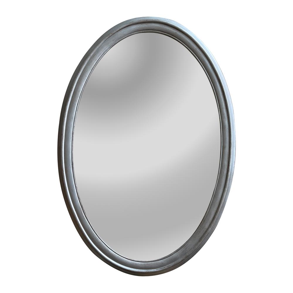 CHLOE's Reflection Contemporary-Style Silver Finish Oval Wall Mirror 34" Tall. Picture 1