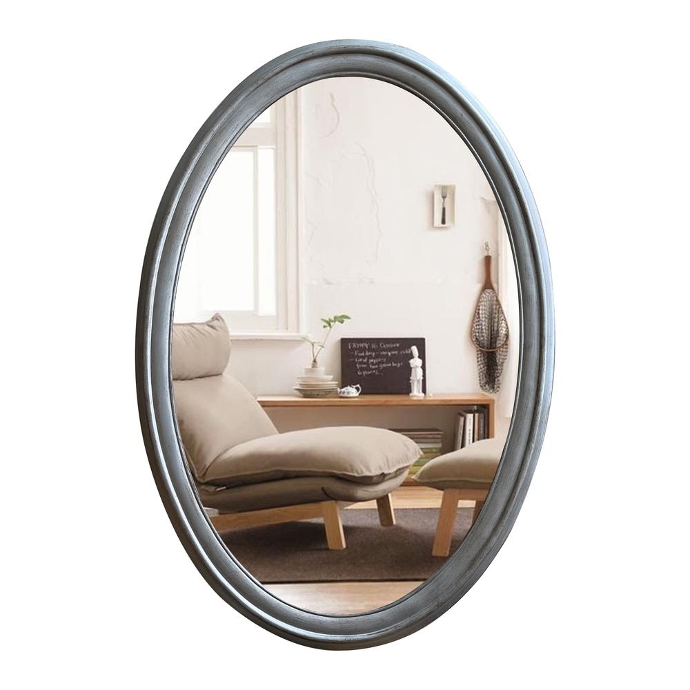 CHLOE's Reflection Contemporary-Style Silver Finish Oval Wall Mirror 34" Tall. Picture 3