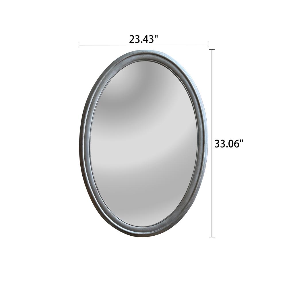 CHLOE's Reflection Contemporary-Style Silver Finish Oval Wall Mirror 34" Tall. Picture 5