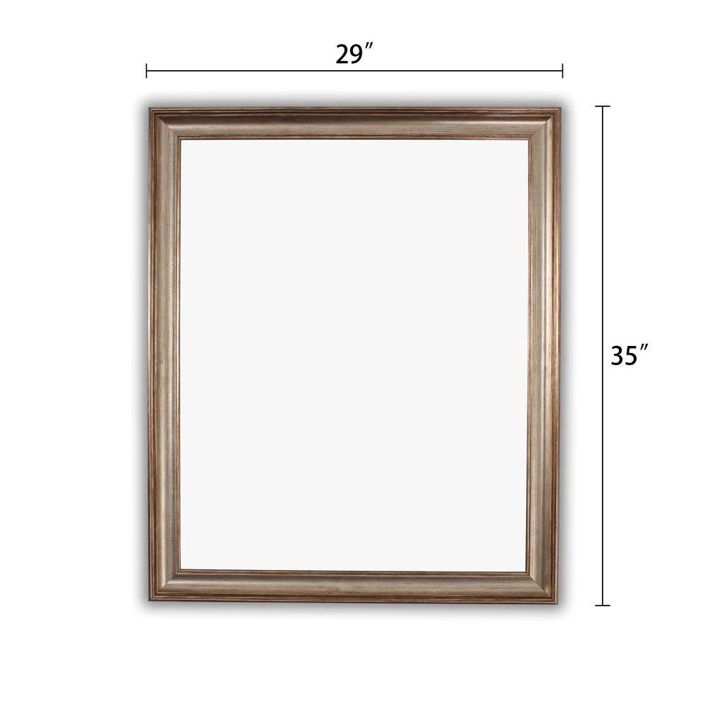 CHLOE'S Reflection Textured Brass Rectangular Framed Wall Mirror 33" Height. Picture 3