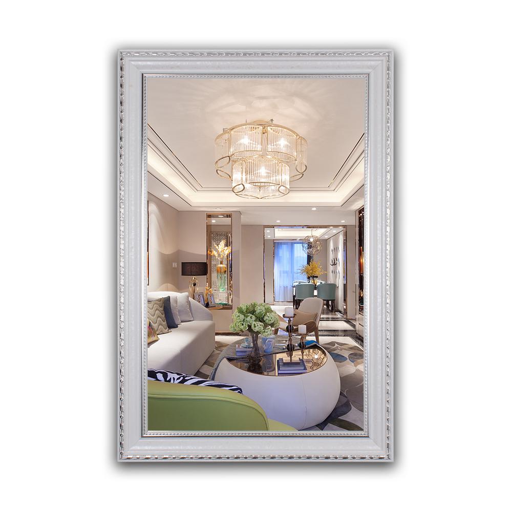 CHLOE's Reflection Contemporary White Finish Rectangle Framed Wall Mirror 35" Width. Picture 3