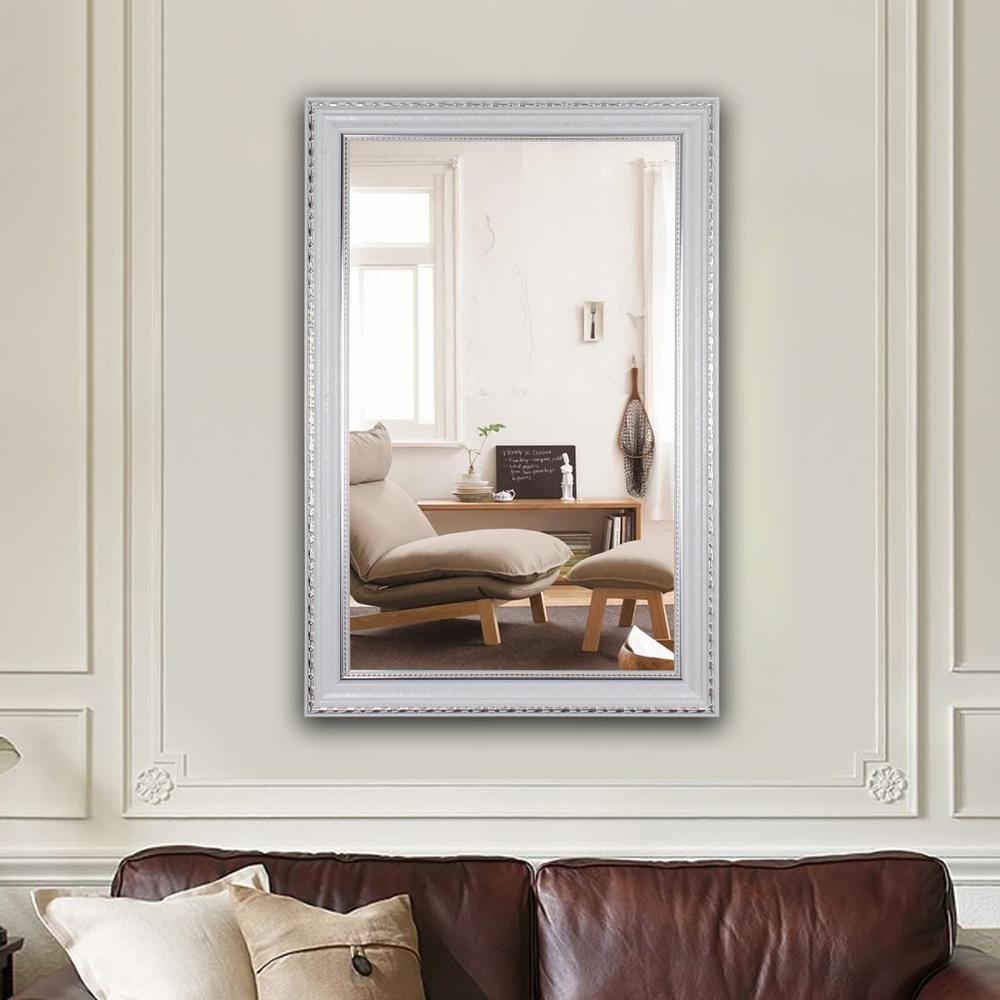 CHLOE's Reflection Contemporary White Finish Rectangle Framed Wall Mirror 35" Width. Picture 6