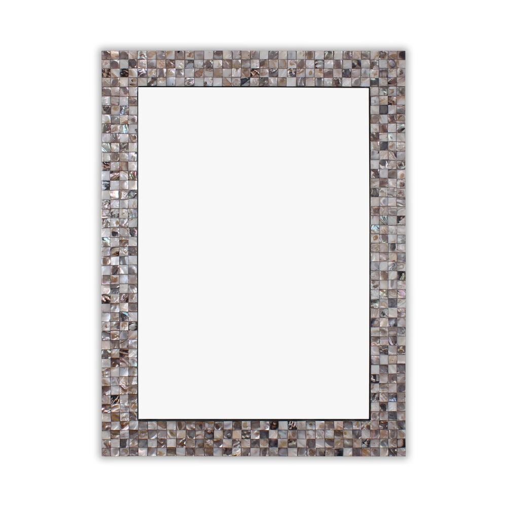 CHLOE's Reflection Verical/Horizontal Hanging Seashell Finish Rectangle Framed Wall Mirror 32" Height. Picture 1