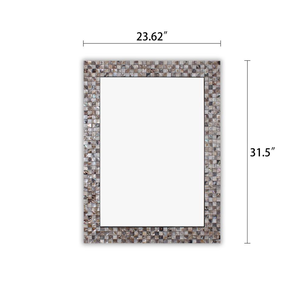 CHLOE's Reflection Verical/Horizontal Hanging Seashell Finish Rectangle Framed Wall Mirror 32" Height. Picture 2