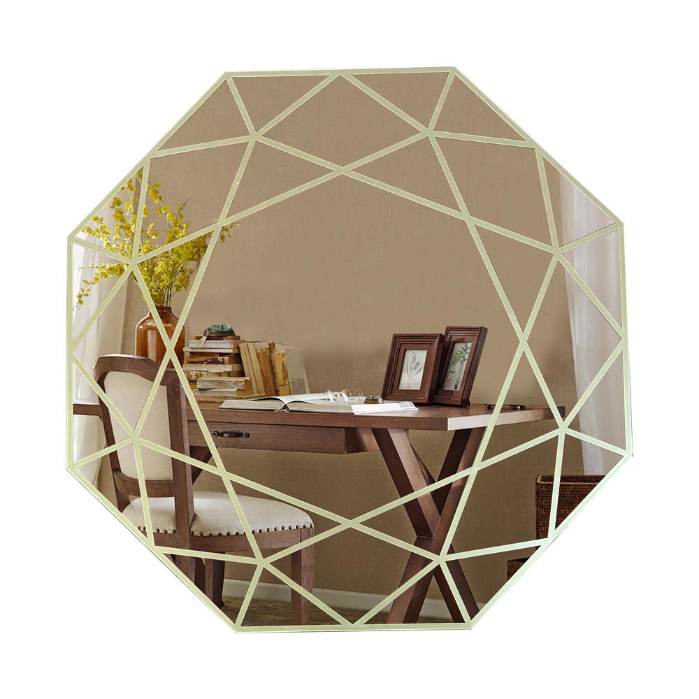 CHLOE's Reflection Contemporary-Style Octagon Golden Finish Wall Mirror 30" Tall. Picture 3
