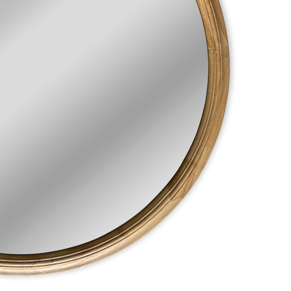 CHLOE's Reflection Contemporary Maple Wood Finish Round Framed Wall Mirror 36" Width. Picture 2