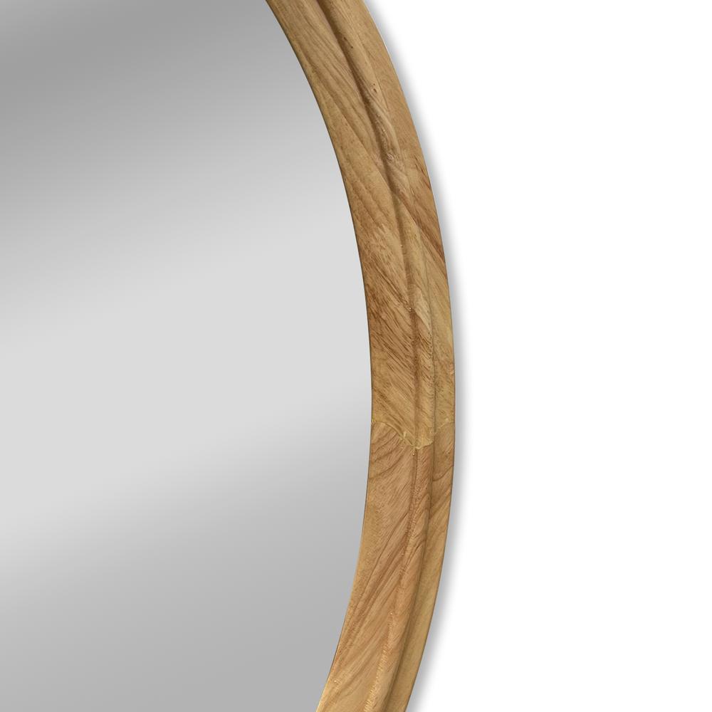 CHLOE's Reflection Contemporary Maple Wood Finish Oval Framed Wall Mirror 34" Height. Picture 3