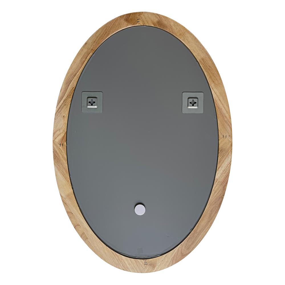 CHLOE's Reflection Contemporary Maple Wood Finish Oval Framed Wall Mirror 34" Height. Picture 2