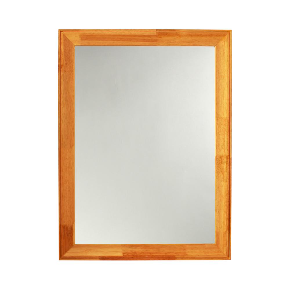 CHLOE'S Reflection Maple Finish Rectangular Framed Wall Mirror 32" Height. Picture 1