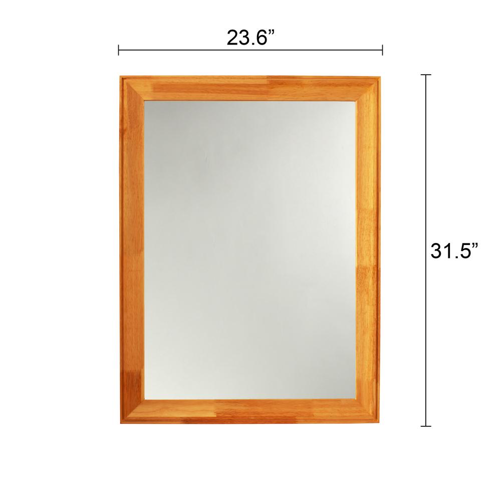 CHLOE'S Reflection Maple Finish Rectangular Framed Wall Mirror 32" Height. Picture 3