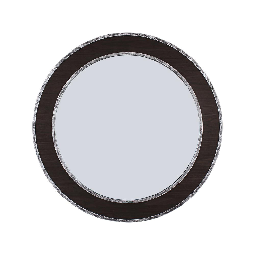 CHLOE's Reflection Vertical Hanging Black-Wood Finish Circle Framed Wall Mirror 30" Height. Picture 1