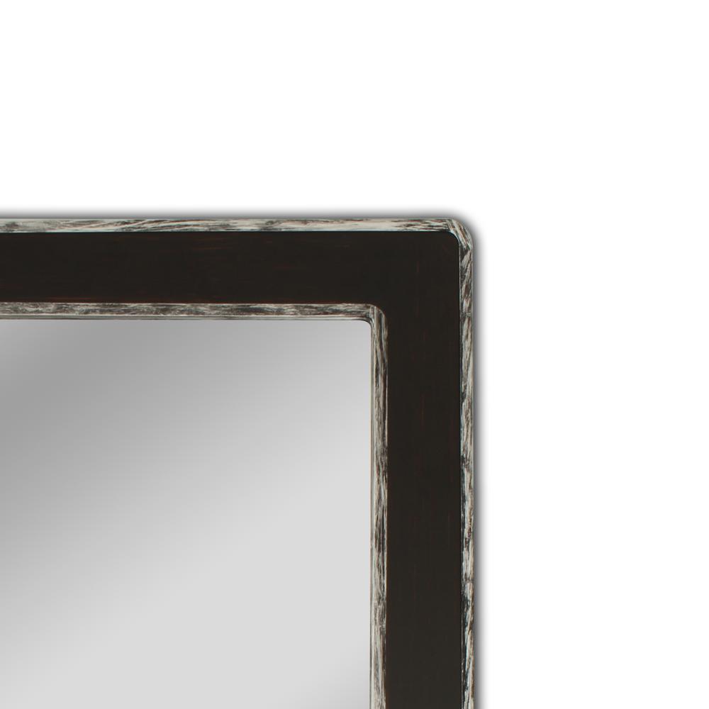 CHLOE's Reflection Vertical Hanging Wood & Iron Silver/Black Finish Rectangle Framed Wall Mirror 35" Height. Picture 1