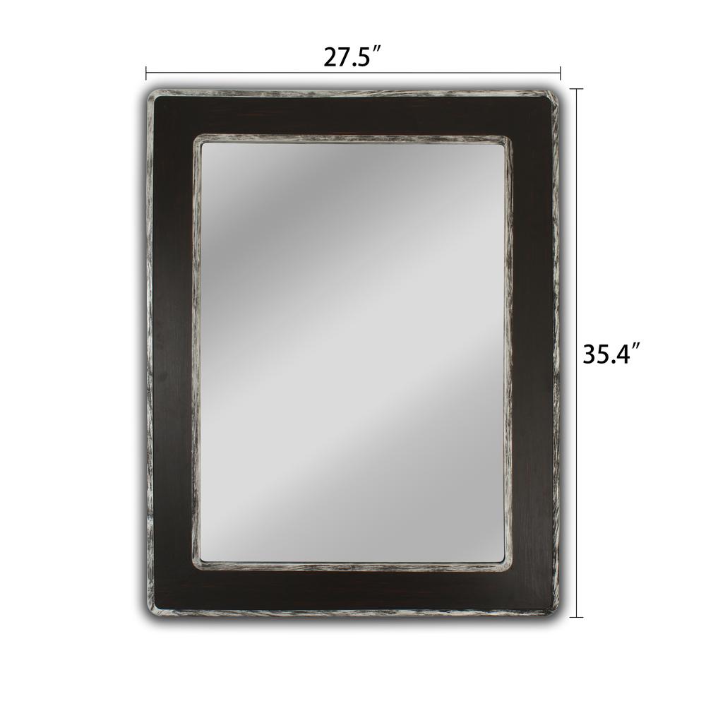CHLOE's Reflection Vertical Hanging Wood & Iron Silver/Black Finish Rectangle Framed Wall Mirror 35" Height. Picture 6