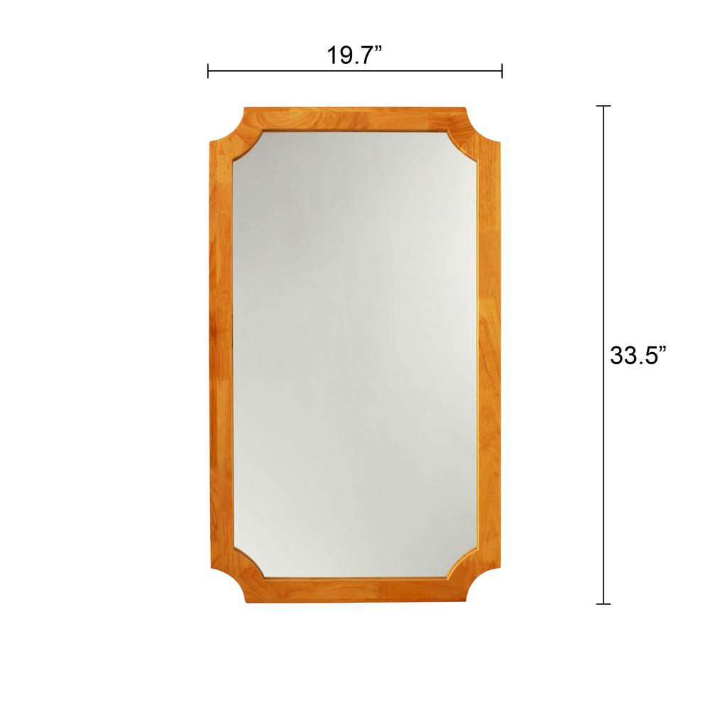 CHLOE'S Reflection Maple Finish Rectangular Framed Wall Mirror 33" Height. Picture 3