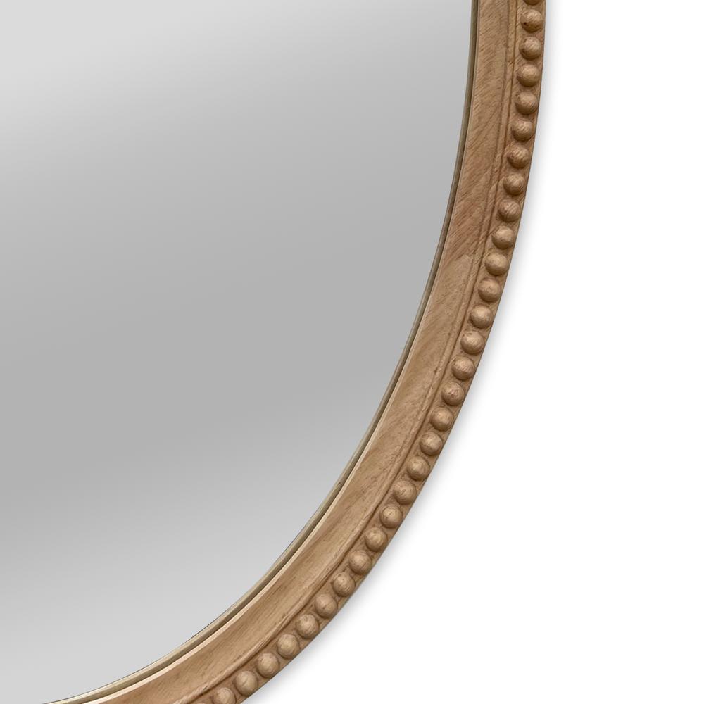 CHLOE's Reflection Contemporary Maple Wood Finish Oval Textured Framed Wall Mirror 32" Height. Picture 5