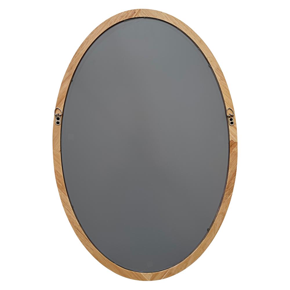 CHLOE's Reflection Contemporary Maple Wood Finish Oval Textured Framed Wall Mirror 32" Height. Picture 2