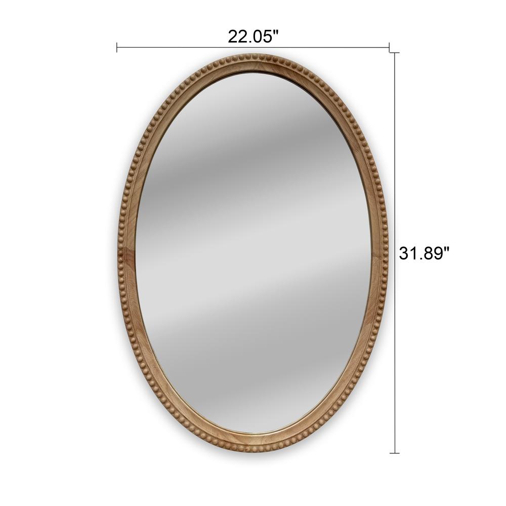CHLOE's Reflection Contemporary Maple Wood Finish Oval Textured Framed Wall Mirror 32" Height. Picture 4