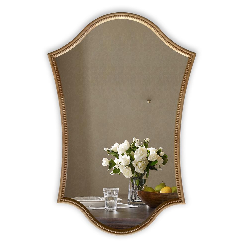 CHLOE's Reflection Contemporary Maple Wood Finish Dual-Arched  Framed Wall Mirror 30" Height. Picture 5